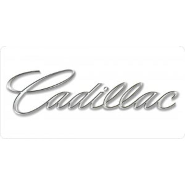 LPO3612 6 x 12 in. Cadillac Script on White Photo License Plate