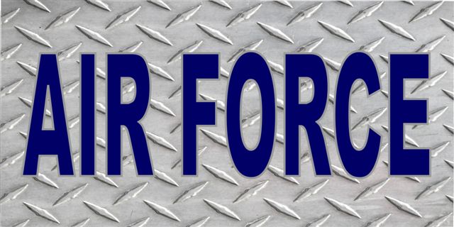 Air Force Diamond Plate Photo License Plate - Silver - Full Size - Weatherproof