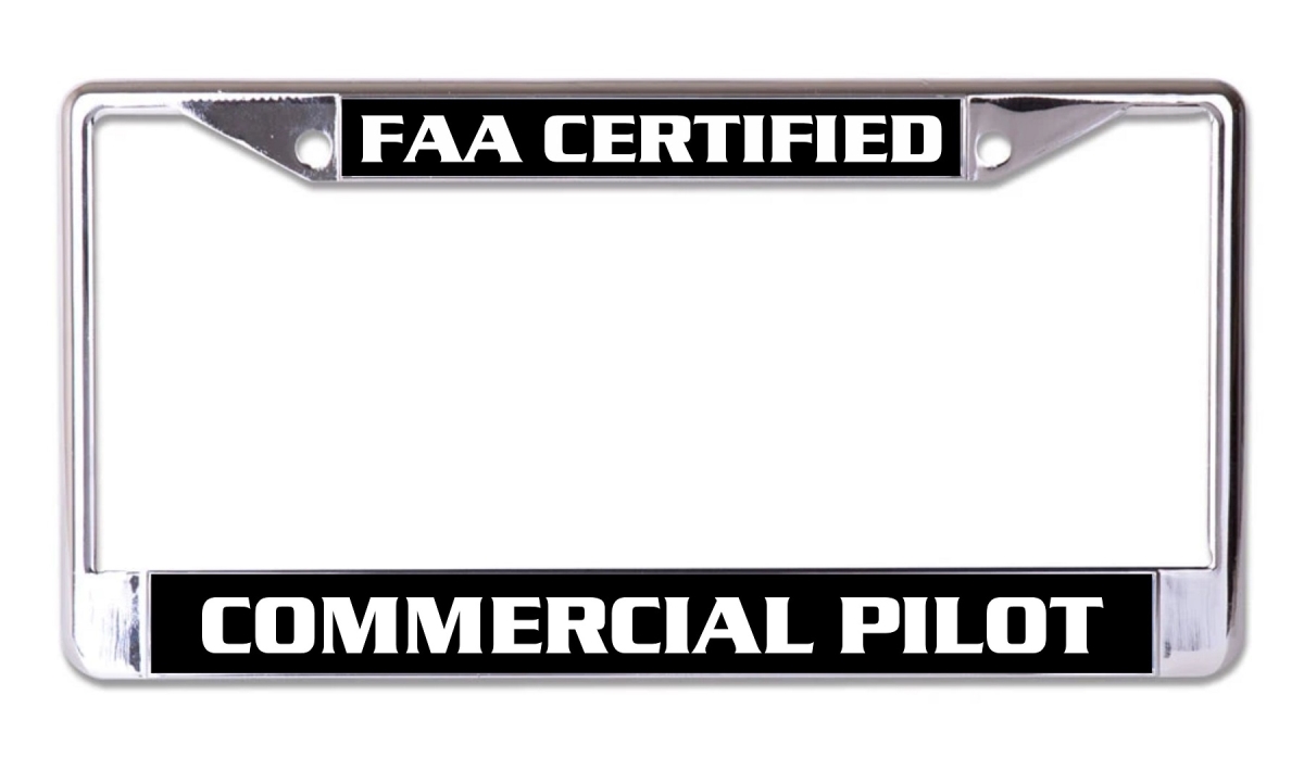 LPO7389 6 x 12 in. Commercial Pilot Chrome License Plate Frame