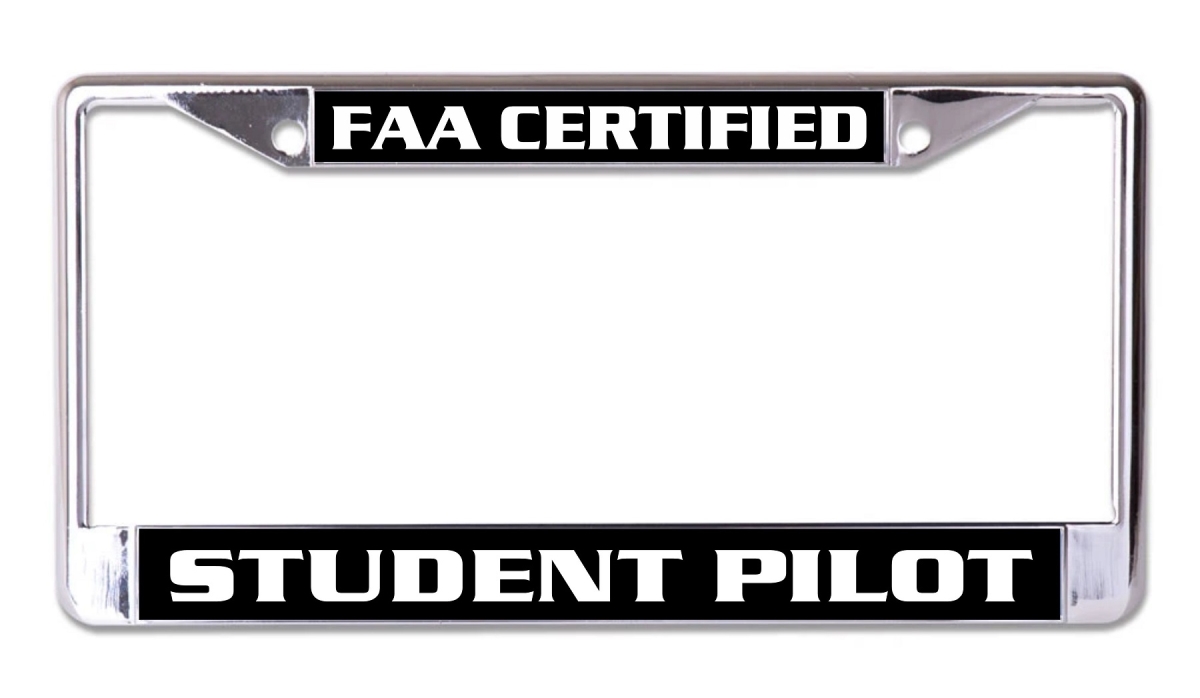 LPO7393 6 x 12 in. Student Pilot Chrome License Plate Frame