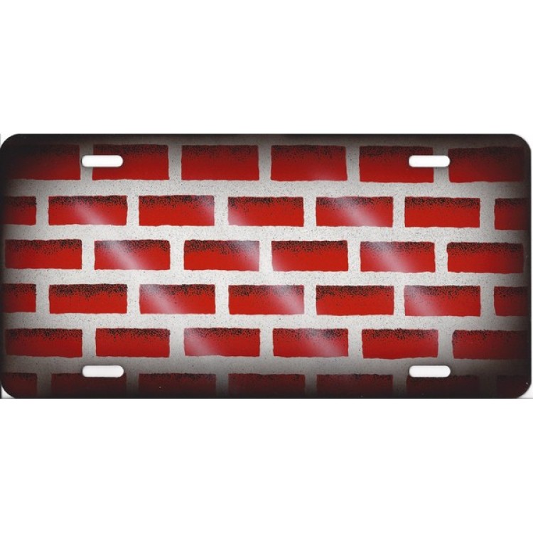 LPO1487 Full Red Brick Wall Photo License Plate