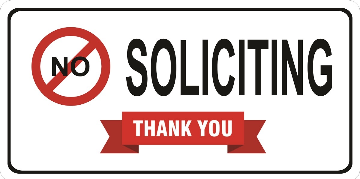 LPO7446 6 x 12 in. No Soliciting Thank You Photo License Plate