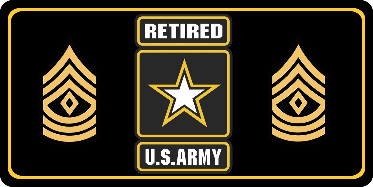 LPO7593 6 x 12 in. U.S. Army Retired First Sergeant Photo License Plate