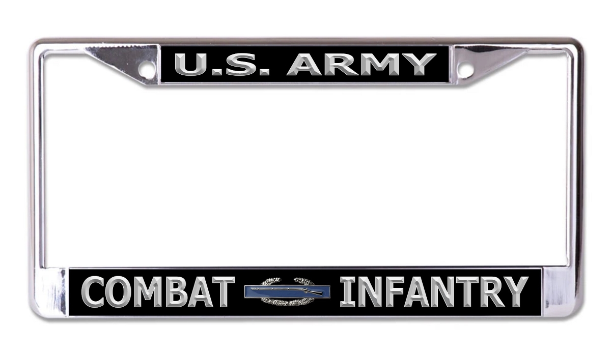 6 x 12 in. U.S. Army Combat Infantry No. 2 Chrome License Plate Frame