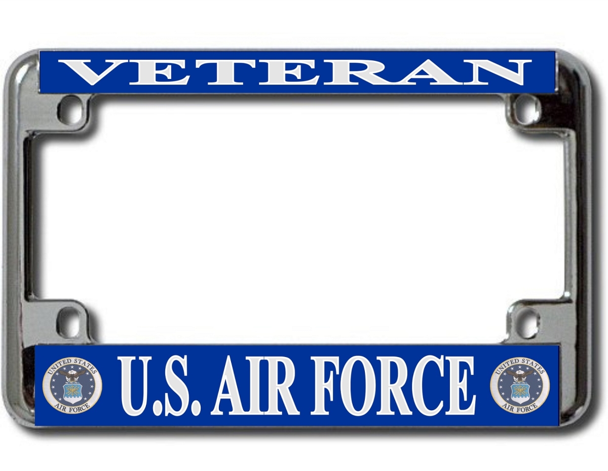 LPO2805MC 4 x 7 in. U.S. Air Force Veteran Chrome Motorcycle License Plate Frame