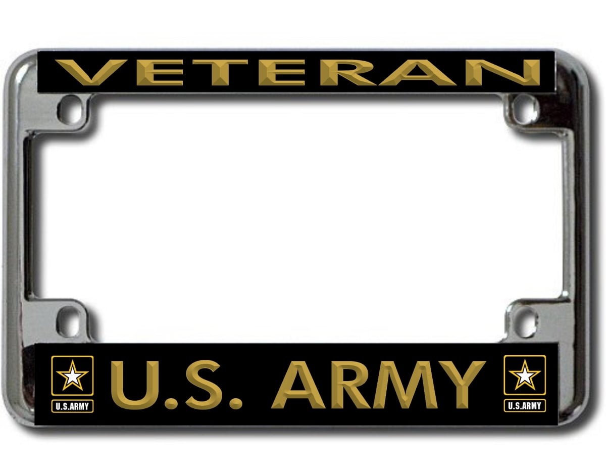 LPO3739MC 4 x 7 in. Veteran U.S. Army Chrome Motorcycle License Plate Frame