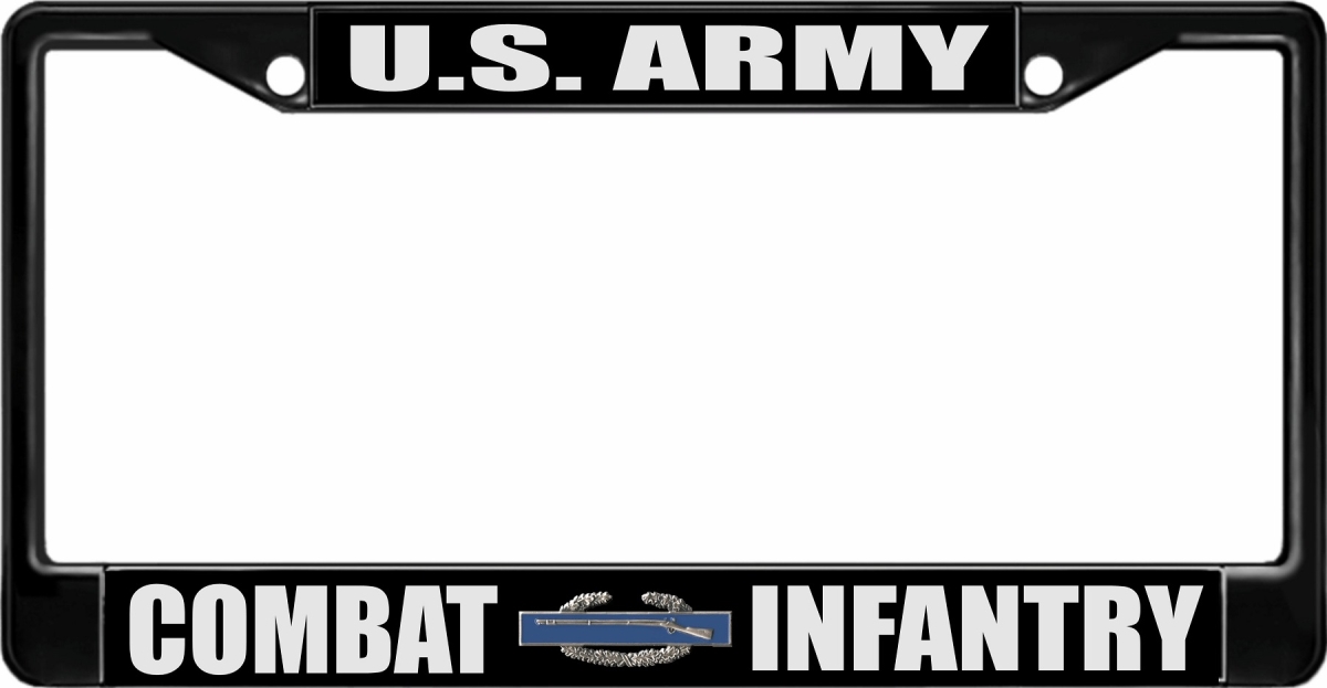 LPO1524B 6 x 12 in. U.S. Army Combat Infantry Black License Plate Frame