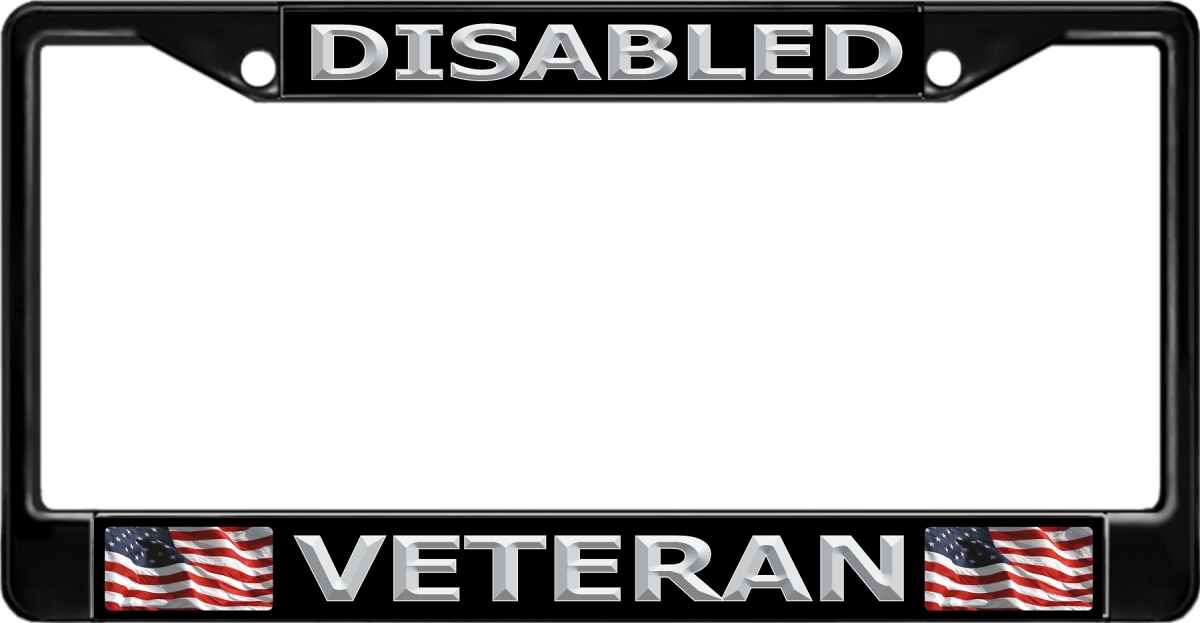 LPO2043B 6 x 12 in. Disabled Veteran Black License Plate Frame