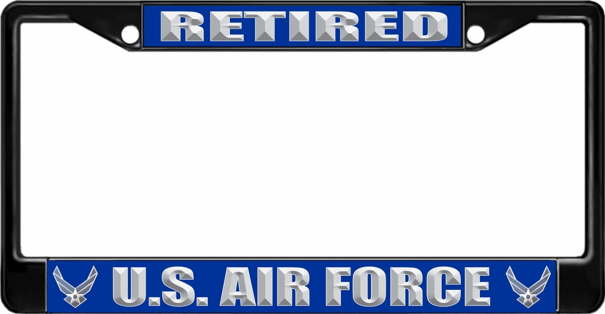 LPO2724B 6 x 12 in. U.S. Air Force Retired Black License Plate Frame