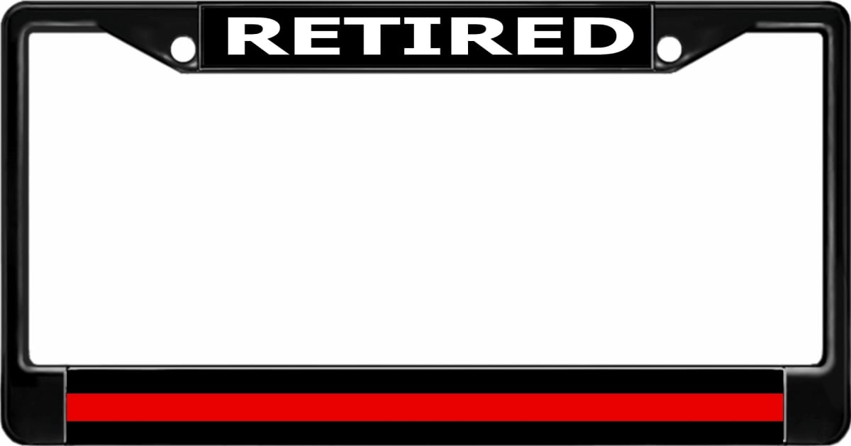 LPO3008B 6 x 12 in. Retired Firefighter Thin Red Line Black License Plate Frame