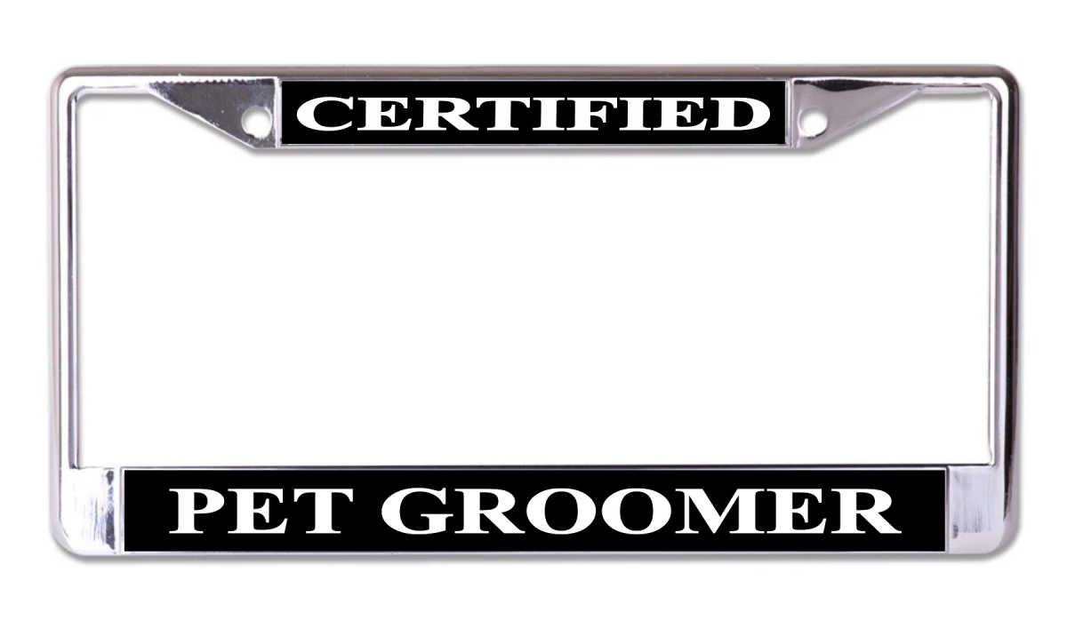 LPO7761 6 x 12 in. Certified Pet Groomer Chrome License Plate Frame