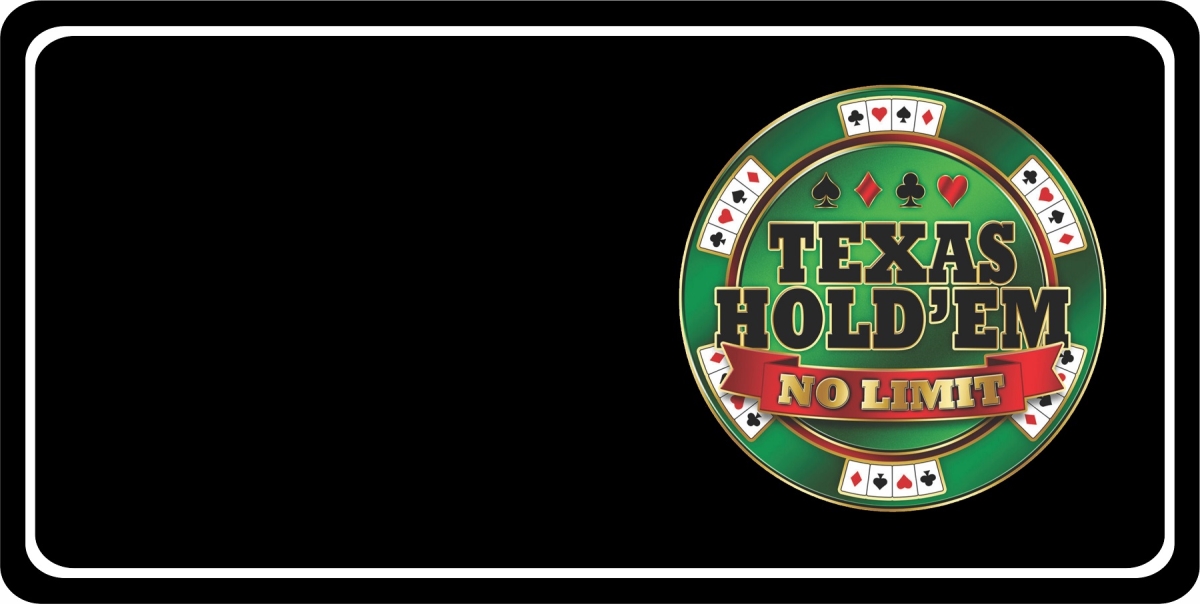 LPO7787 Texas Hold Em No Limit Black Offset Photo License Plate