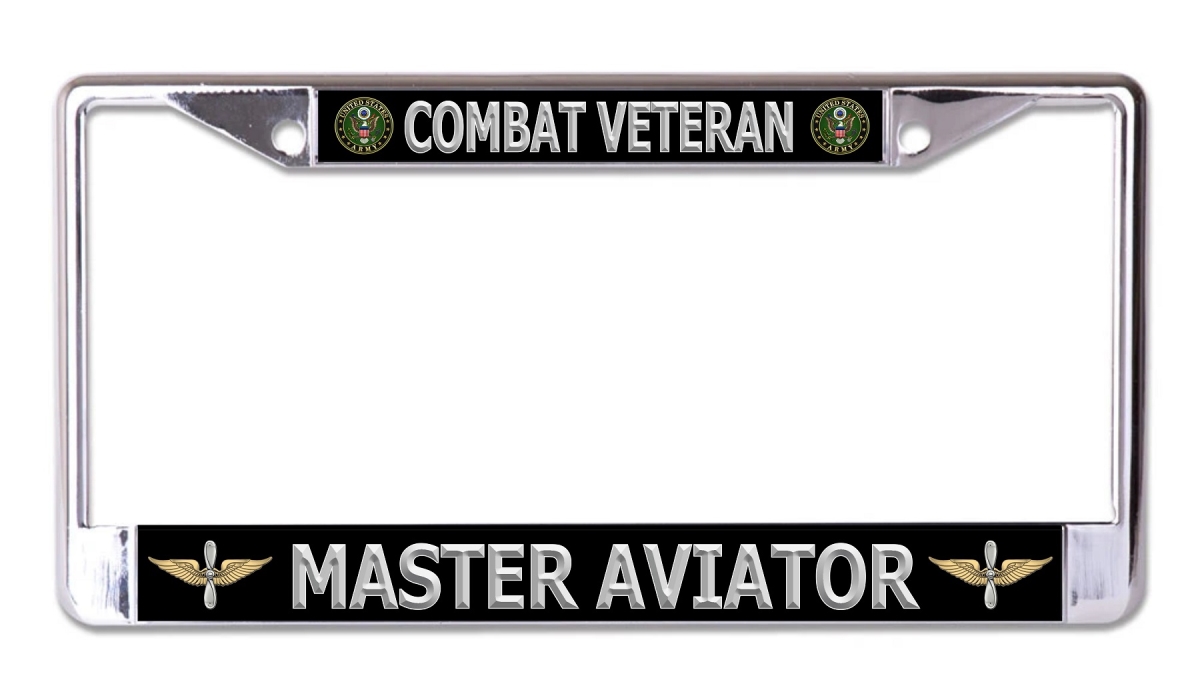 LPO7873 6 x 12 in. U.S. Army Master Aviator Chrome License Plate Frame