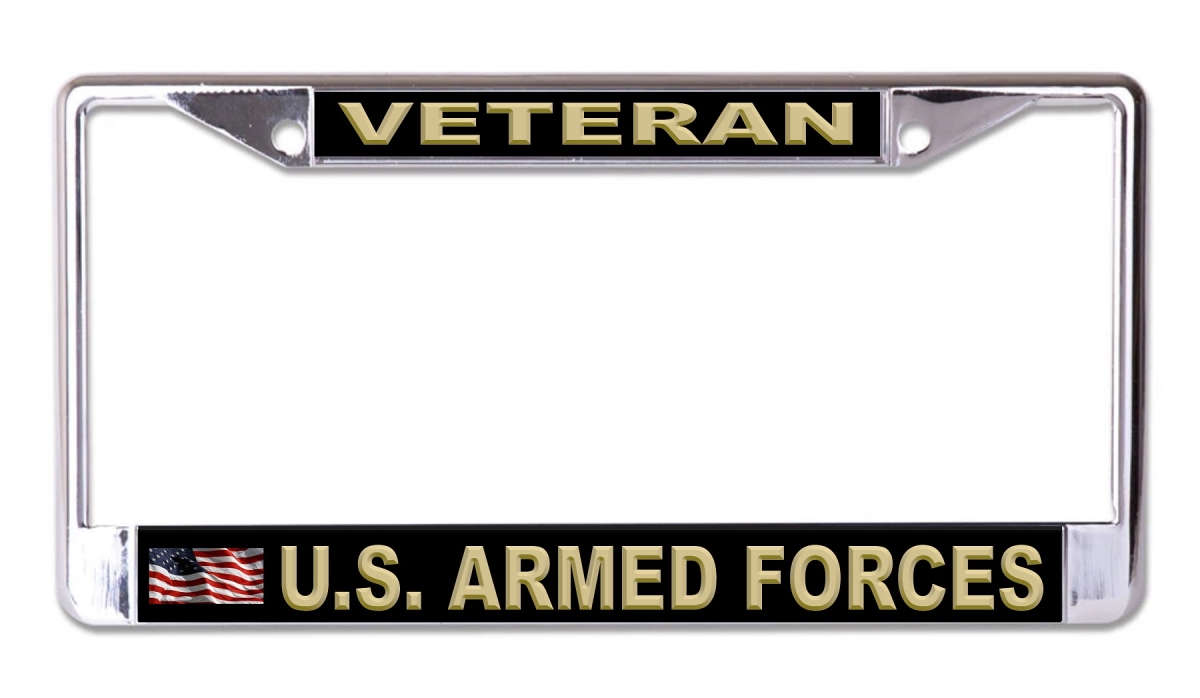 LPO7903 6 x 12 in. U.S. Armed Forces Veteran No. 2 Chrome License Plate Frame