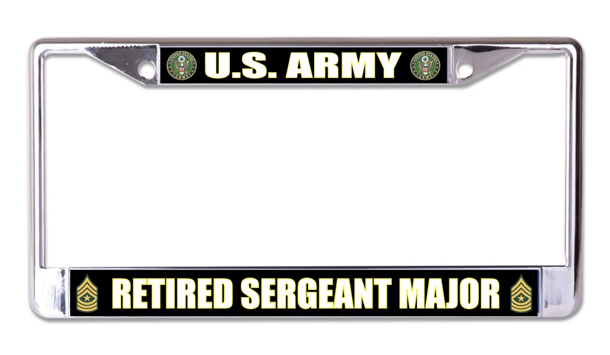 6 x 12 in. U.S. Army Retired Sergeant Major Chrome License Plate Frame