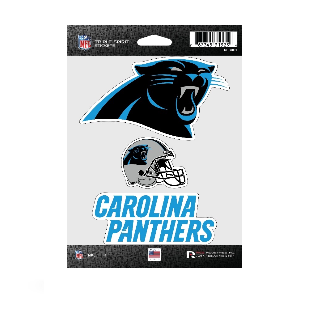 MSS0801 3.5 in. Carolina Panthers Triple Spirit Stickers