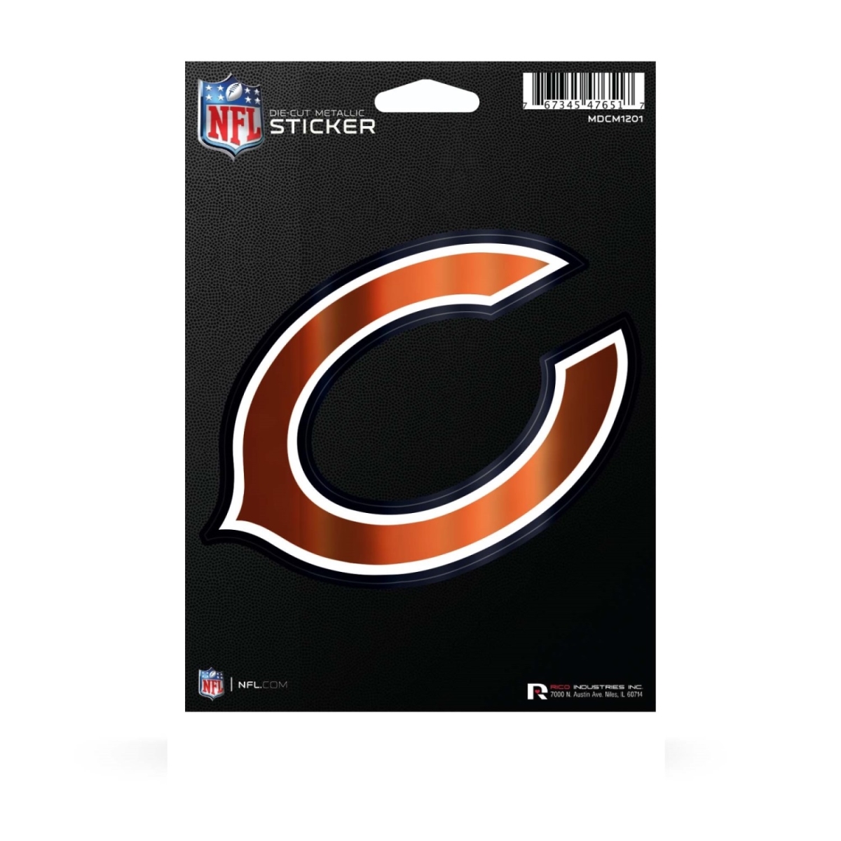 MDCM1201 5 x 6 in. Chicago Bears Die Cut Metallic Sticker