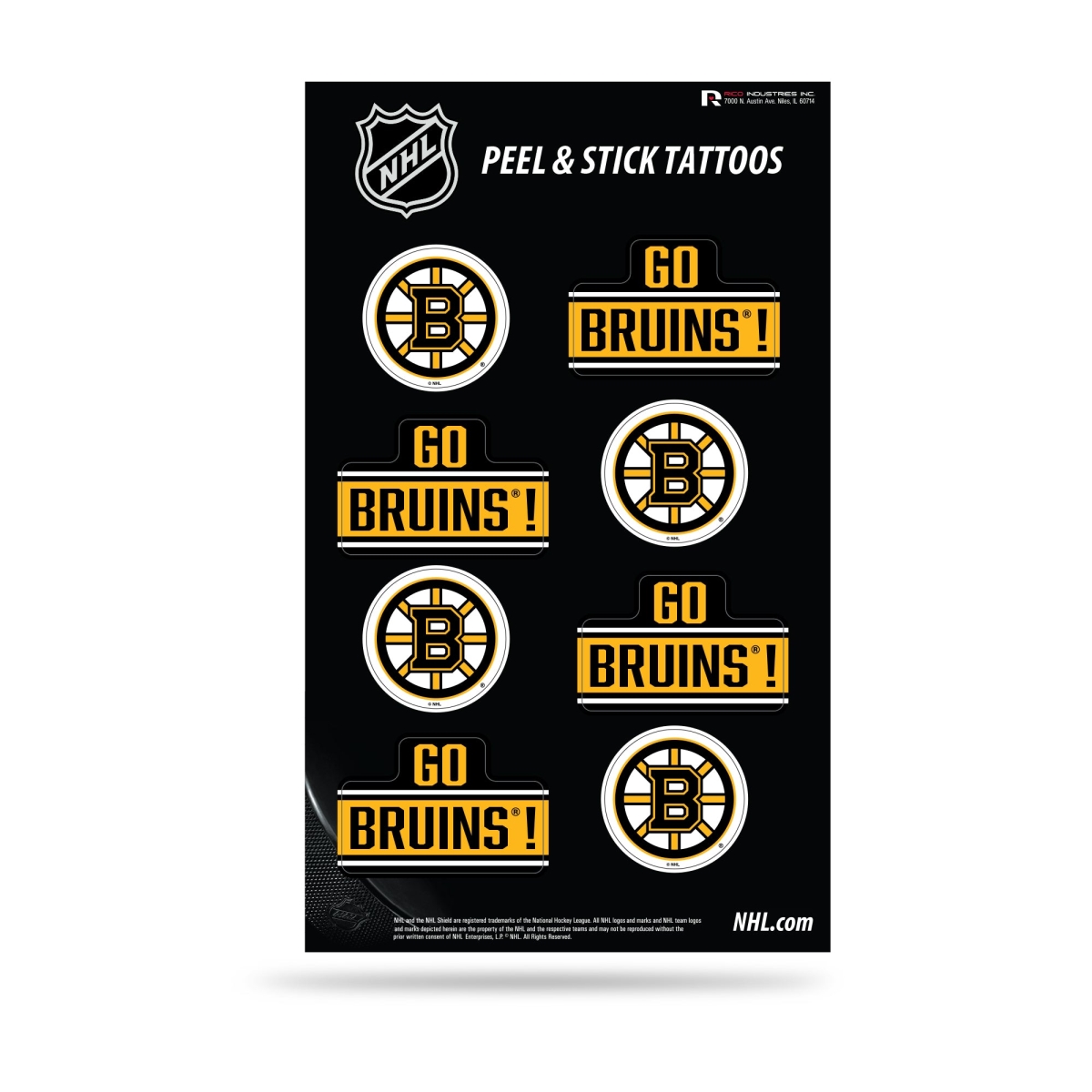 VTT7301 1 in. Boston Bruins Peel & Stick Temporary Tattoos - 8 Count