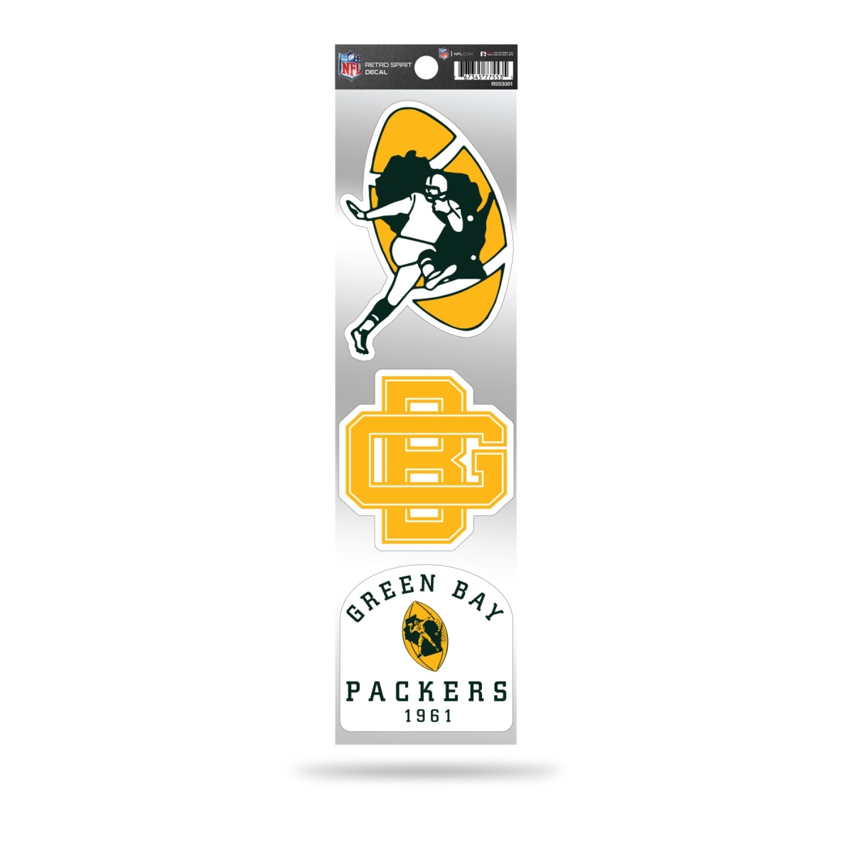 RSS3301 3 in. Green Bay Packers Retro Spirit Decals