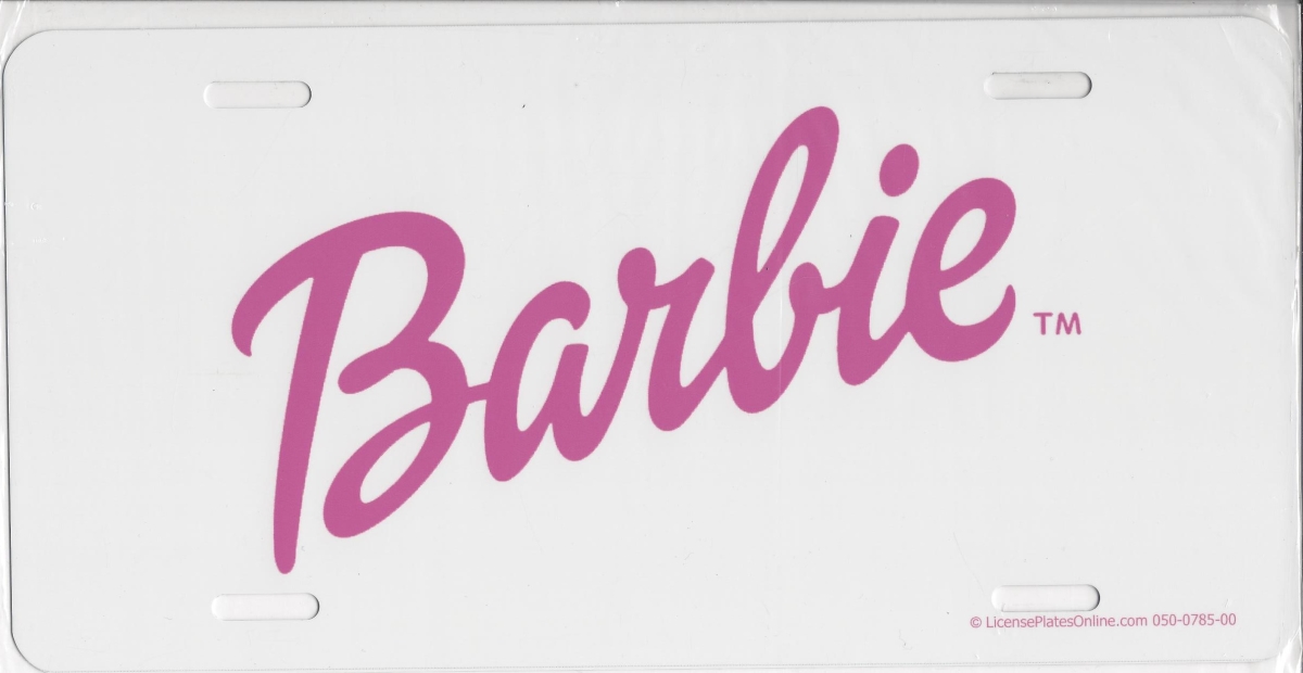 Barbie on White Photo License Plate