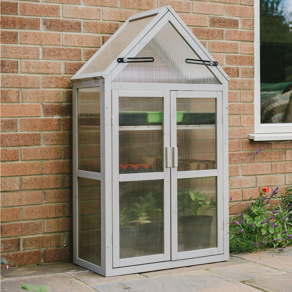 Picture of Gardman R70200425 Dove Gray Wooden Greenhouse