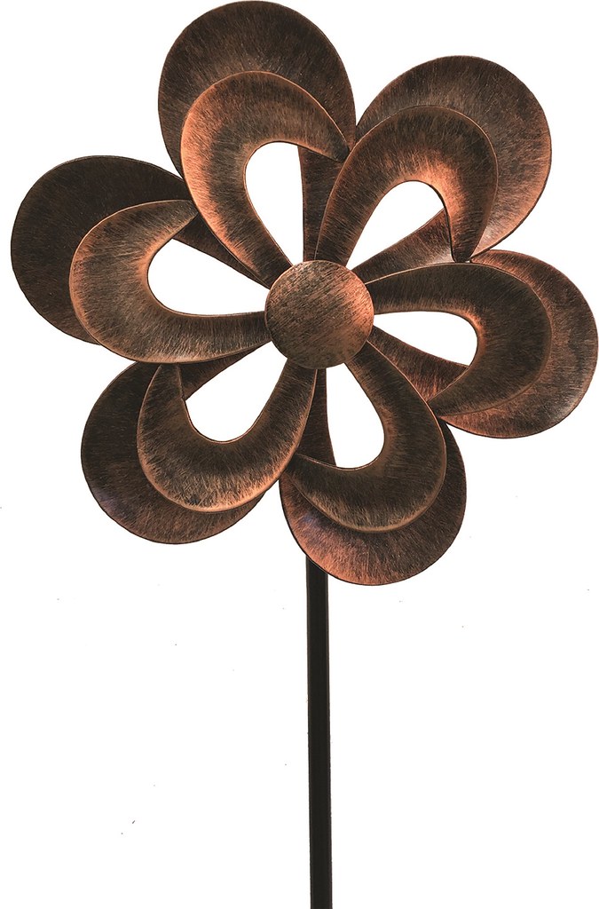 3407521X 53.8 in. High Dual Rose Metal Wind Spinner - Rose