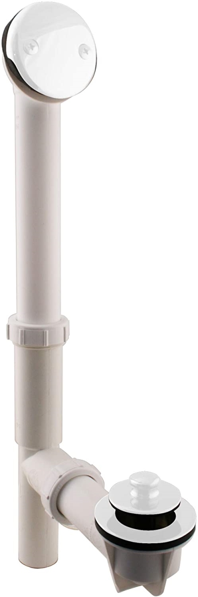 1.5 in. Tubular Pull & Drain Bath Waste Drain Kit with 2-Hole Overflow Faceplate, Powder Coat White
