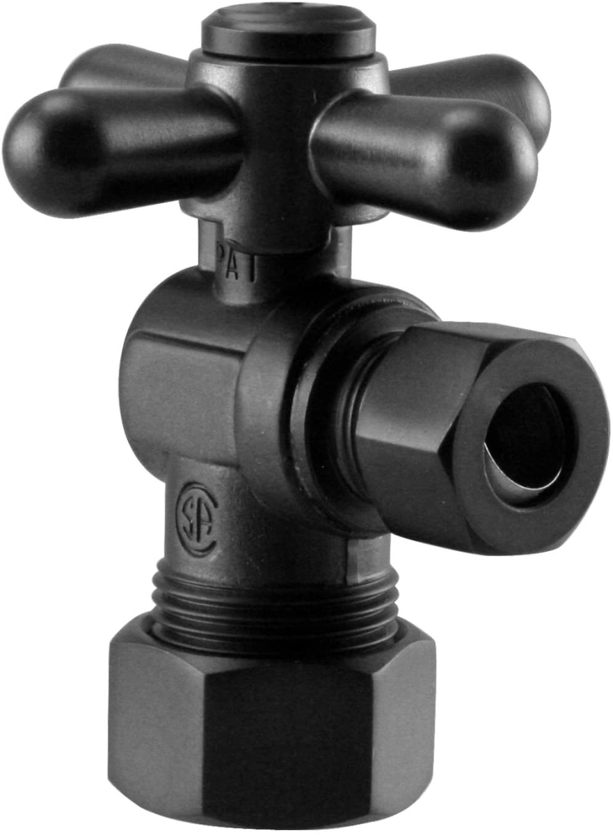 0.625 x 0.7 in. OD Angle Stop 0.25 Turn Cross Handle, Matte Black