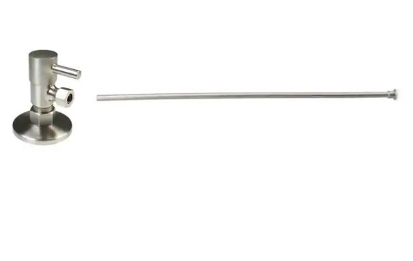 Toilet Kit with Round Angle Stop, Satin Nickel