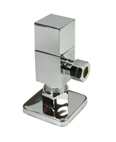 Square 0.25 Turn Angle Stop, Polished Nickel