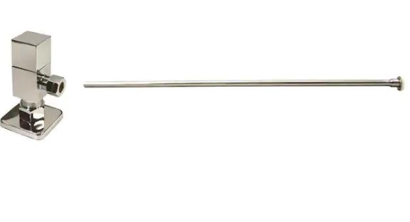 Toilet Kit with Square Angle Stop, Polished Nickel