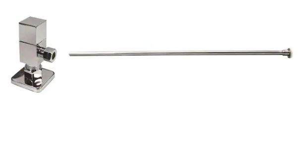 Toilet Kit with Square Angle Stop, Polished Chrome
