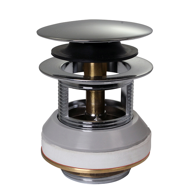 Integrated Overflow Round Tip Toe Bath Drain, Polished Chrome