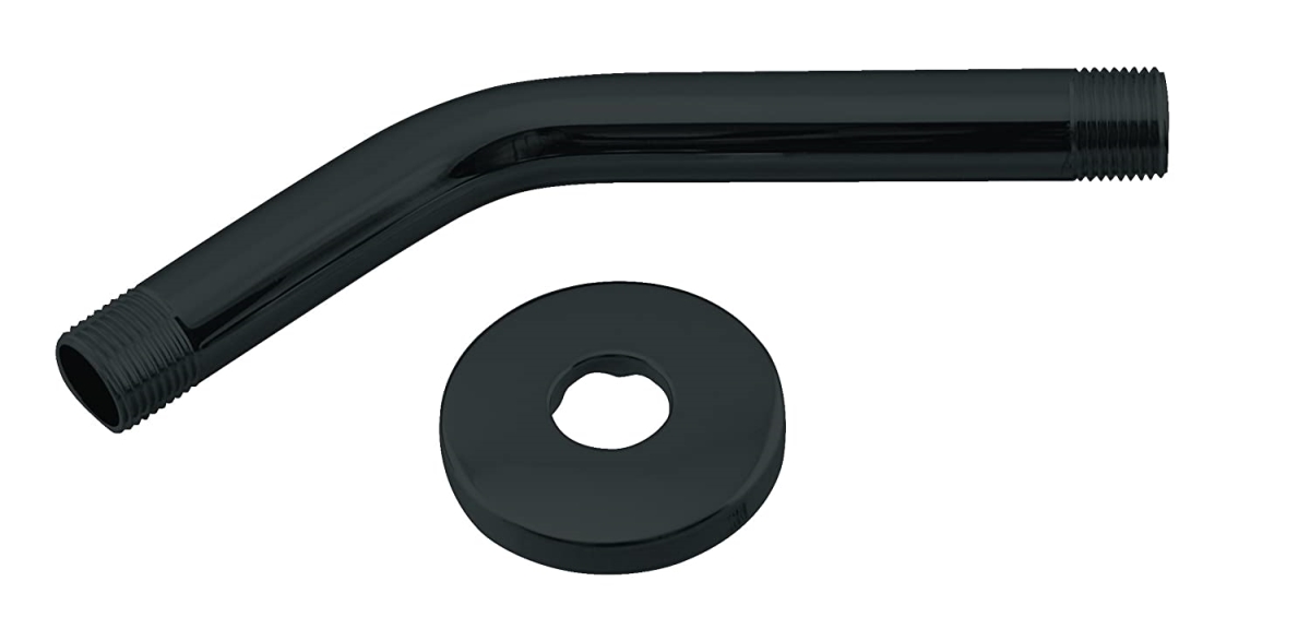 0.5 x 8 in. S-Shower Arm with Sure Grip Flange, Matte Black
