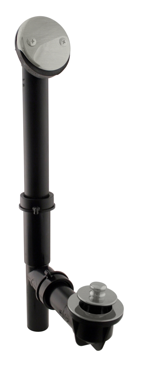 Black Tubular Pull & Drain Bath Waste - Satin Nickel - 1.5 in. - Heavy Duty