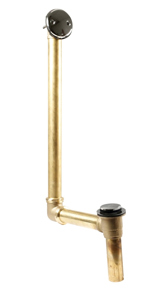 18 in. Make-Up Direct Connect with Tip-Toe Trim & 2-Hole Overflow Cover in Polished Nickel