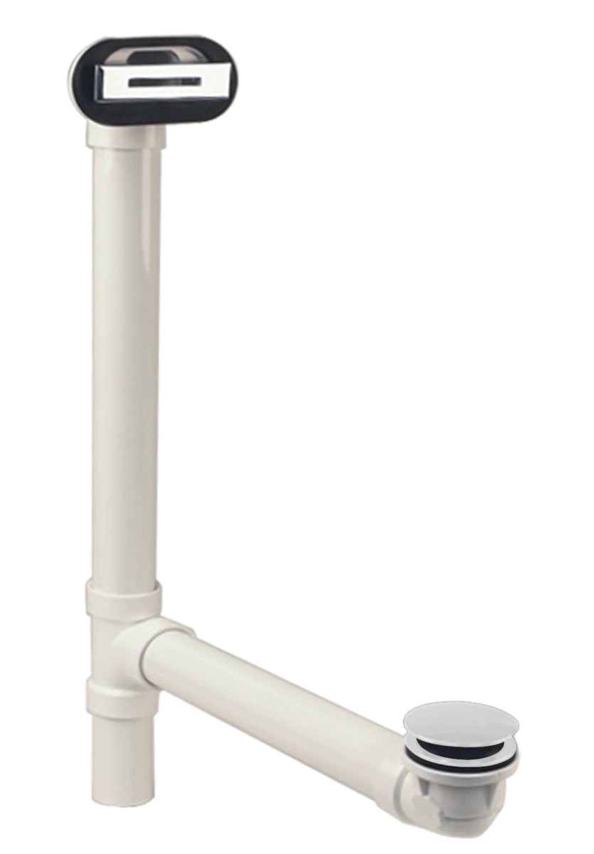D493244LD-50 Schedule 40 PVC Tub Waste with Tip-Toe Drain & Linear Overflow in Powder Coated White