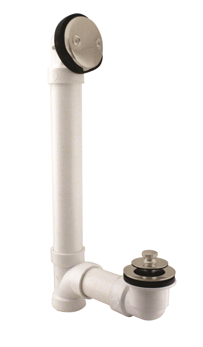 D4972-07 Pull & Drain Schedule 40 PVC Bath Waste with Two-Hole Elbow in Satin Nickel