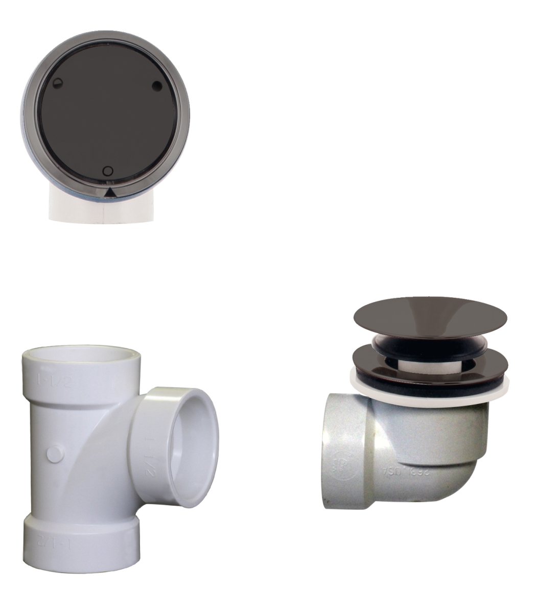 Deep Soak Closing Overflow Plumbers Pack with Schedule 40 PVC Elbows & Tee with ADA Aprroved Tip-Toe Drain in Oil Rubbed Bronze