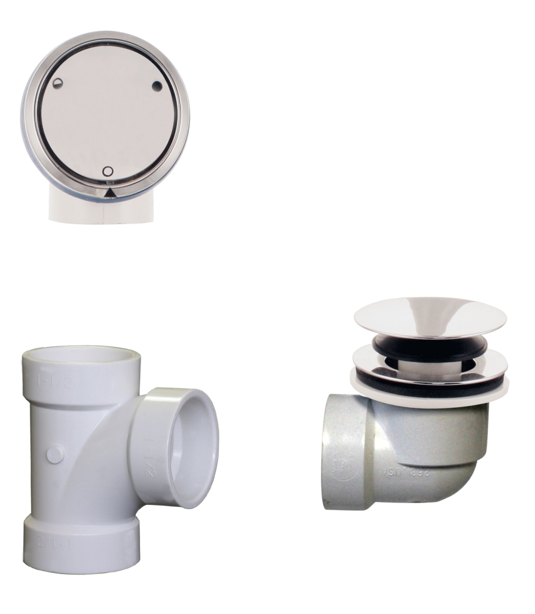 Deep Soak Closing Overflow Plumbers Pack with Schedule 40 PVC Elbows & Tee with ADA Aprroved Tip-Toe Drain in Polished Chrome