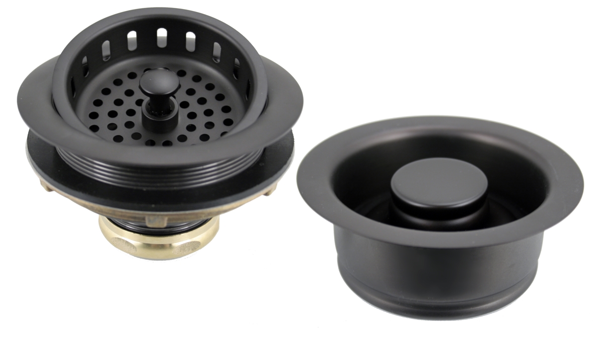 Picture of Westbrass D2165-12 Post Style Large Kitchen Basket Strainer with InSinkErator Style Disposal Flange & Stopper in Oil Rubbed Bronze