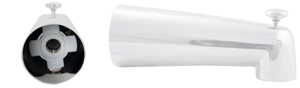 Diverter Tub Spout - Powder Coated White - 7 in. - Zinc Construction
