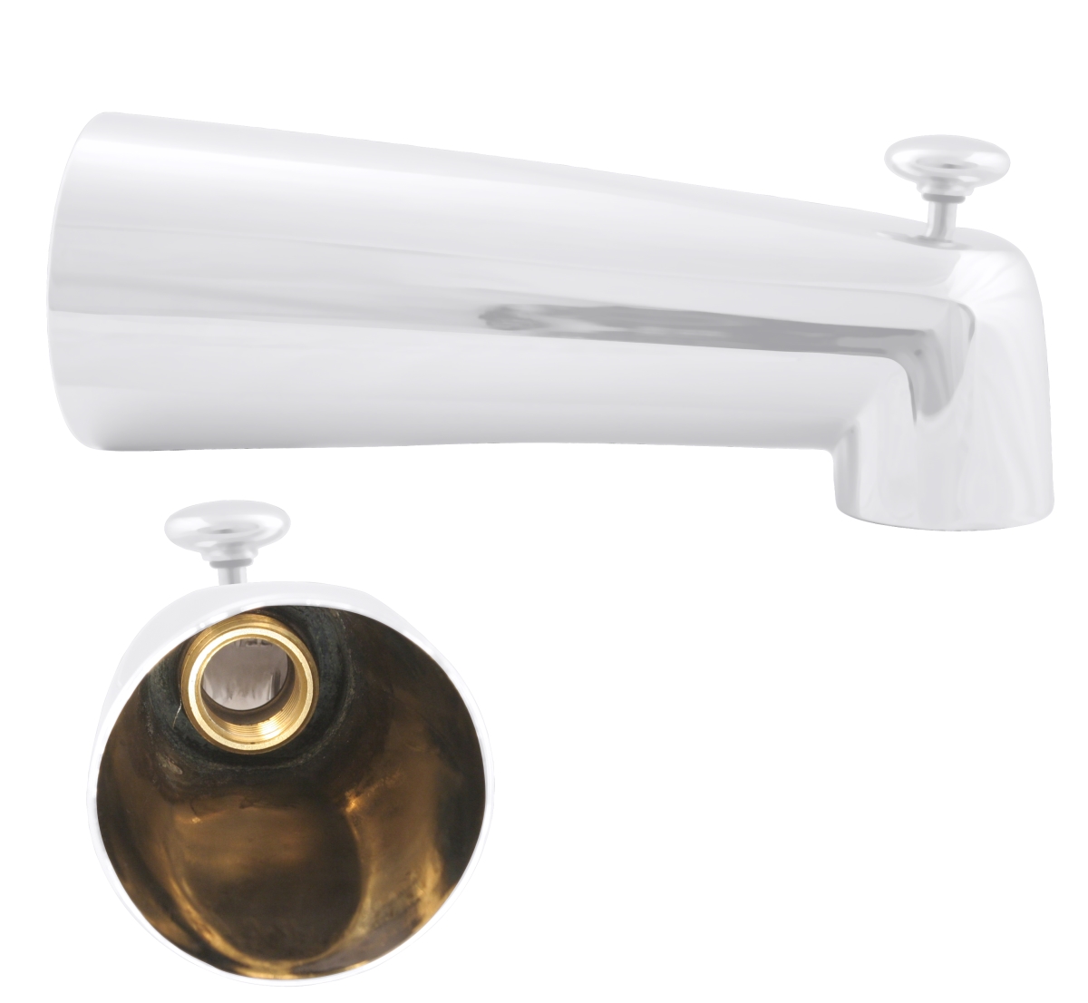 Diverter Tub Spout - Powder Coated White - 7 in. - Zinc Construction