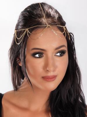 Picture of Western Fashion YH1033GD Multi Layered Head Chain&#44; Gold
