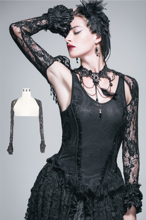 Picture of Western Fashion CA2-2XL Gothic Lace Shrug Collar&#44; Black - 2XL