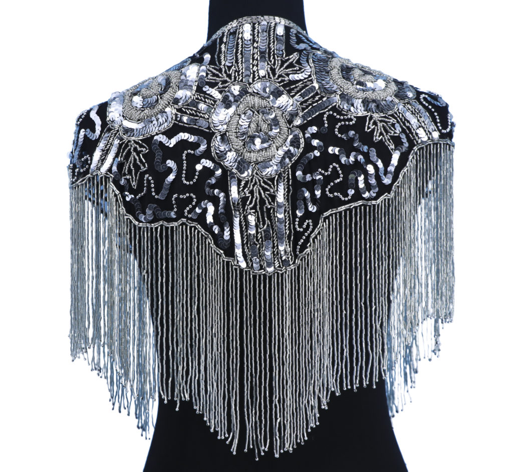 Picture of Western Fashion 1006-SIL-BLK Beaded Shawl with Roses&#44; Silver & Black