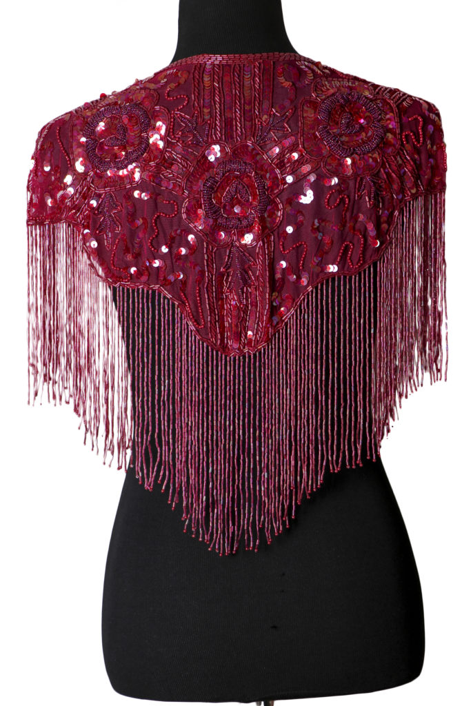 Picture of Western Fashion 1006-BRG Beaded Shawl with Roses&#44; Burgundy