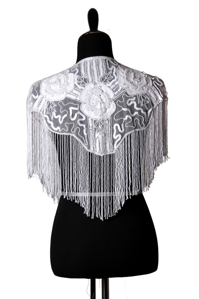 Picture of Western Fashion 1006-WHT Beaded Shawl with Roses&#44; White