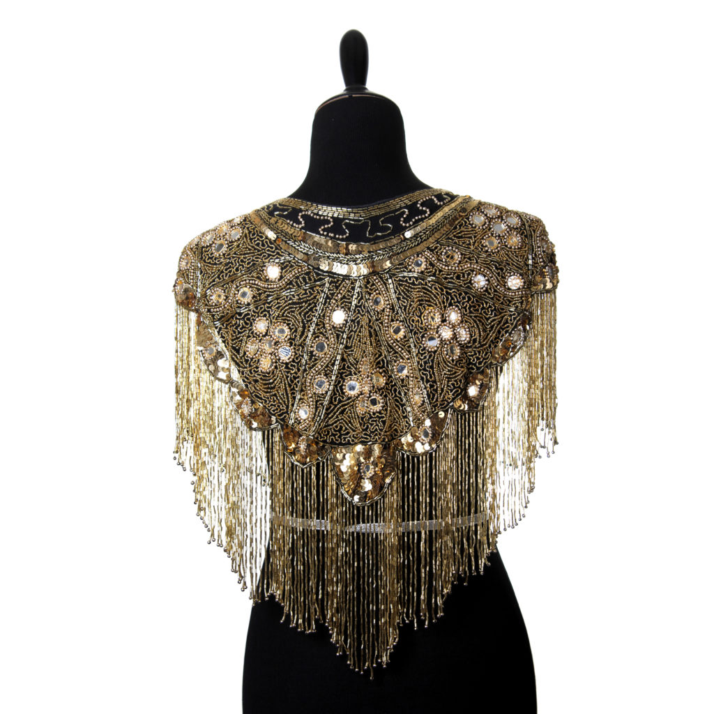 Picture of Western Fashion 1022 Beaded Shawl with Mirrors&#44; Gold & Black