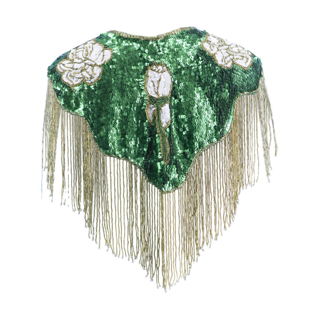 Picture of Western Fashion 1029 Beaded Shawl with Roses&#44; Green & White